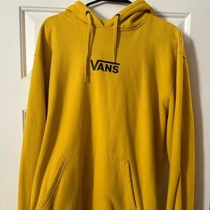 Vans mustard yellow men’s hoodie with front pocket and hood details